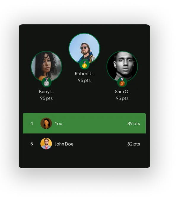 FitStack challenges interface with leaderboards and group competitions